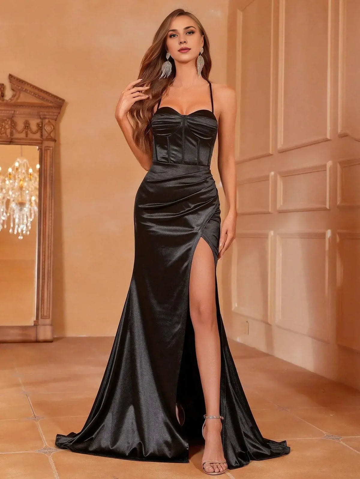 Timeless Special Occasion Sophisticated Elegant Olive Green Lace Mermaid Sleeveless Prom Dress