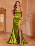 Timeless Special Occasion Sophisticated Elegant Olive Green Lace Mermaid Sleeveless Prom Dress