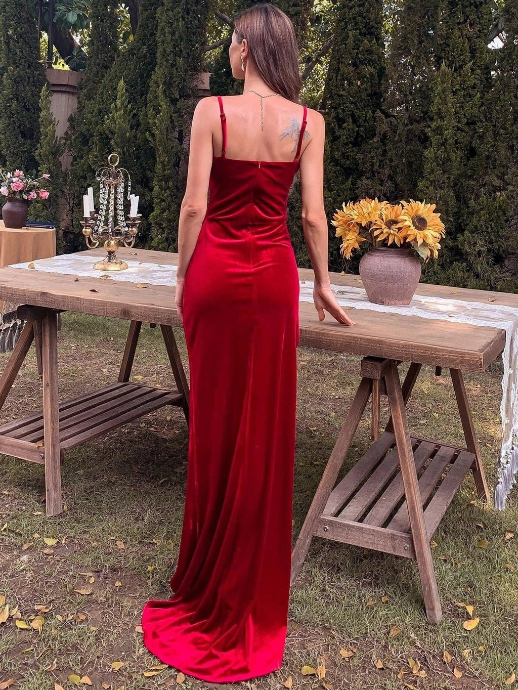 Beautiful Timeless Special Occasion Sophisticated Elegant Red Velvet Mermaid Sleeveless Prom Dress