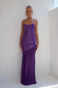 Graceful Stylish Refined Beautiful Elegant Purple Satin Mermaid Sleeveless Floor-Length Prom Dress