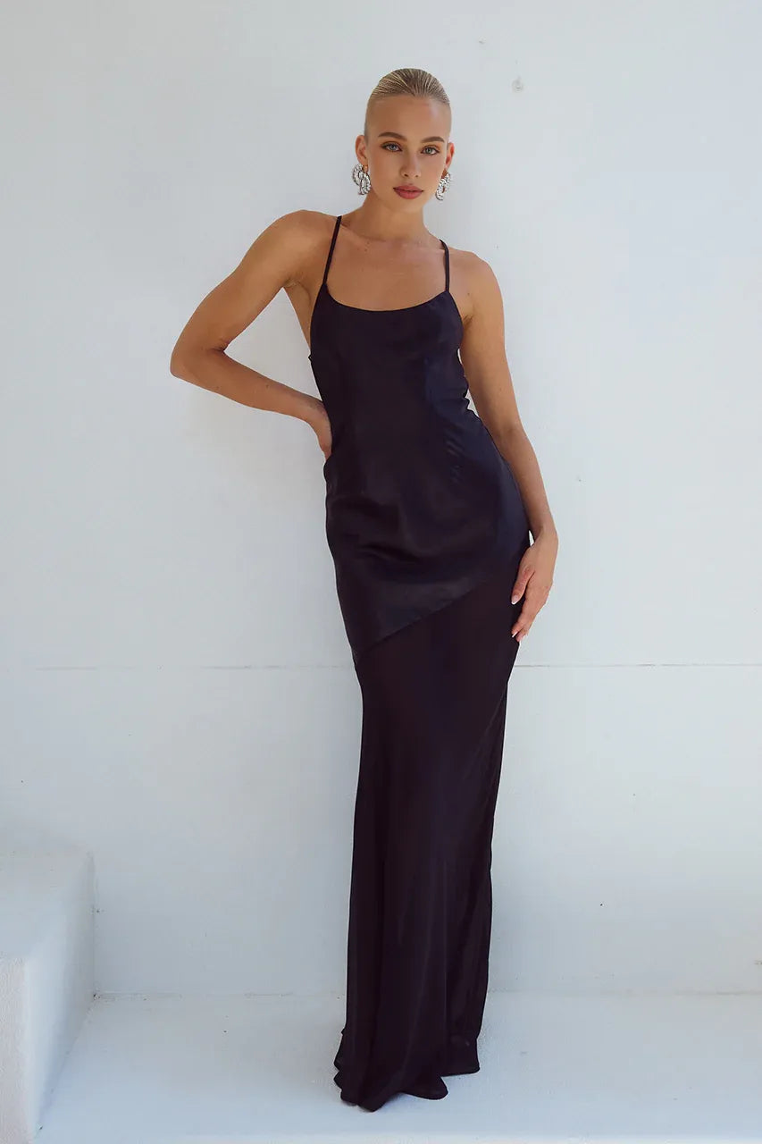 Graceful Stylish Refined Beautiful Elegant Purple Satin Mermaid Sleeveless Floor-Length Prom Dress