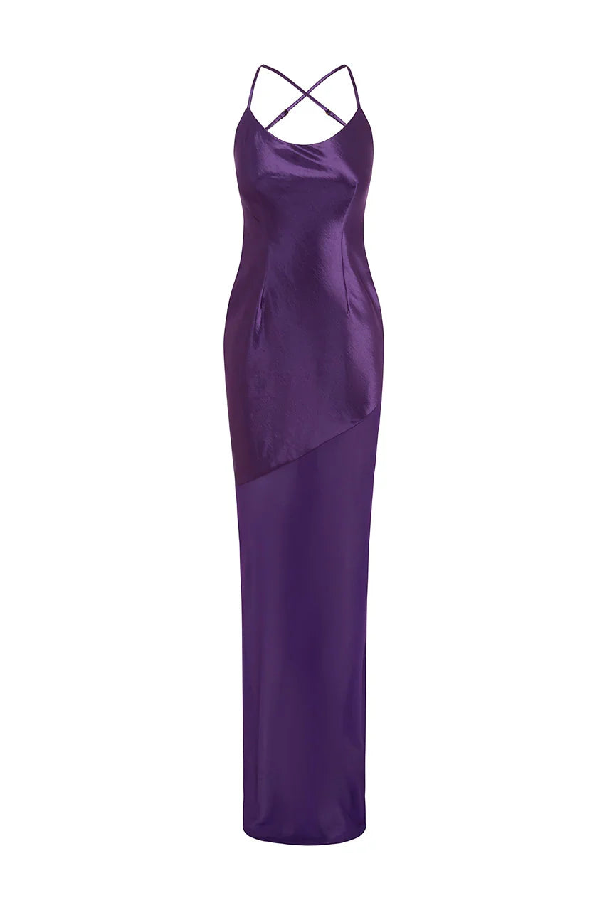 Graceful Stylish Refined Beautiful Elegant Purple Satin Mermaid Sleeveless Floor-Length Prom Dress