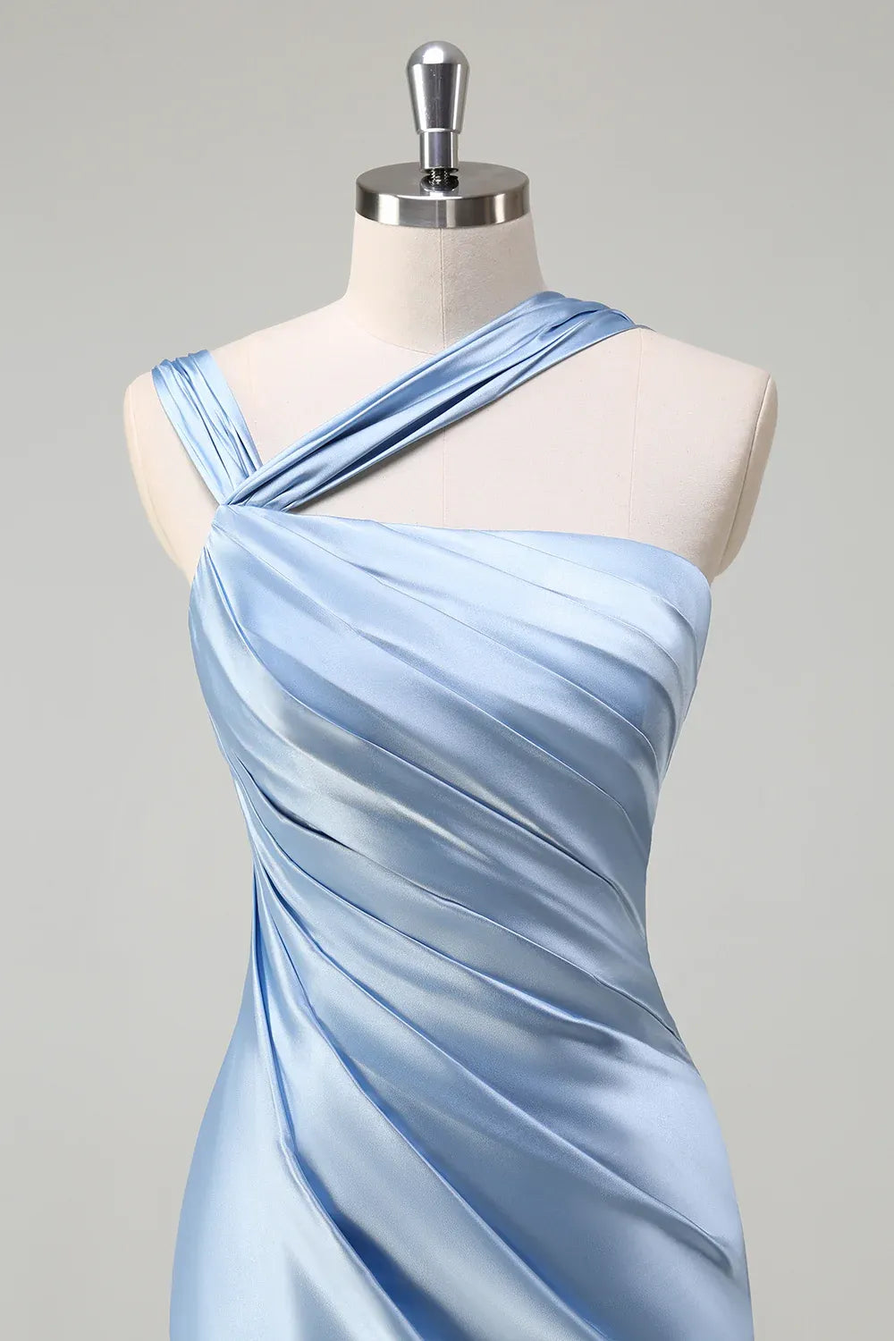 Graceful Stylish Refined Beautiful Elegant Blue Satin Sheath Sleeveless Floor-Length Evening Dress