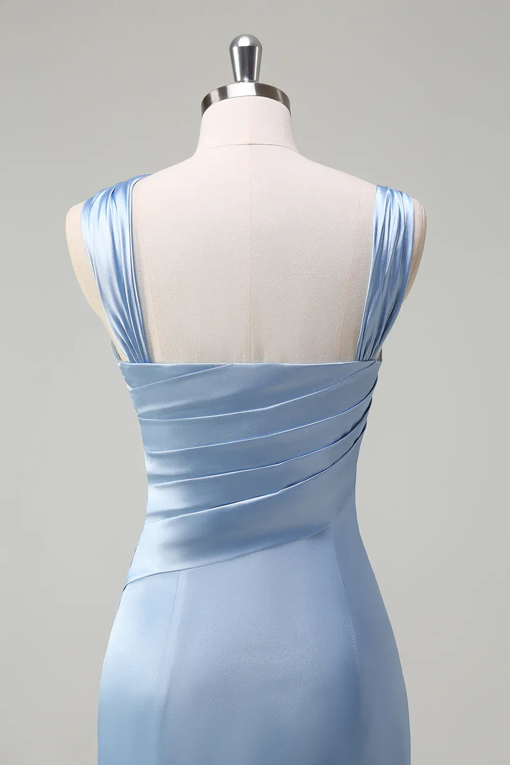 Graceful Stylish Refined Beautiful Elegant Blue Satin Sheath Sleeveless Floor-Length Evening Dress