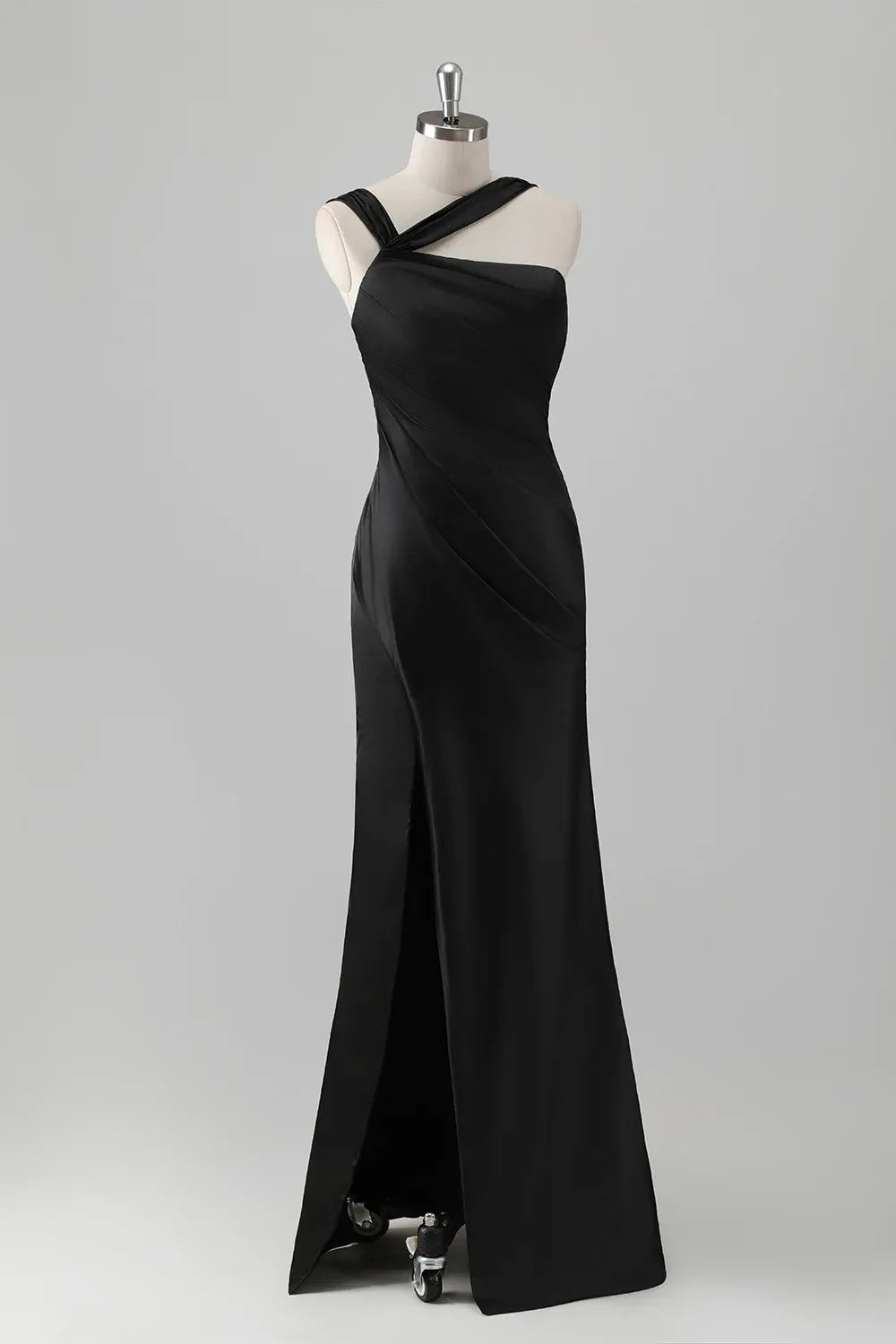 Graceful Stylish Refined Beautiful Elegant Blue Satin Sheath Sleeveless Floor-Length Evening Dress