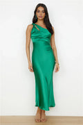Sophisticated Graceful Stylish Refined Elegant Emerald Green Satin Sheath Sleeveless Prom Dress