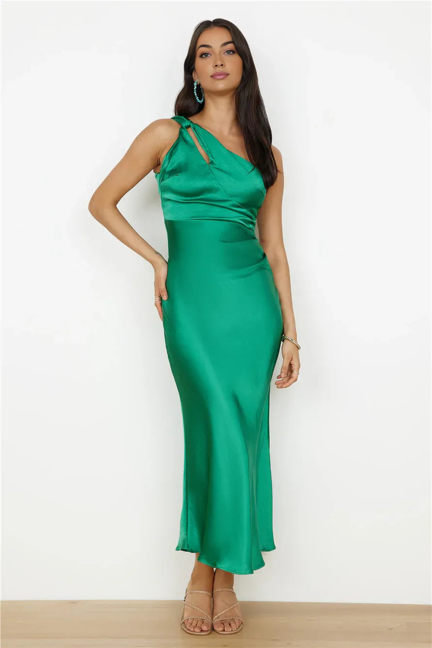 Sophisticated Graceful Stylish Refined Elegant Emerald Green Satin Sheath Sleeveless Prom Dress