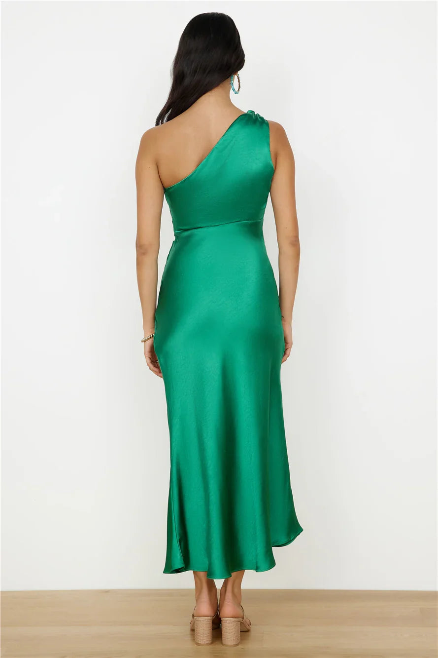 Sophisticated Graceful Stylish Refined Elegant Emerald Green Satin Sheath Sleeveless Prom Dress