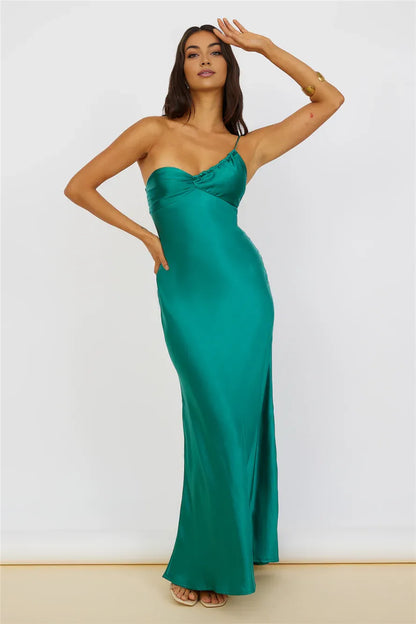 Sophisticated Graceful Stylish Elegant Emerald Green Satin Sheath Sleeveless Floor-Length Prom Dress