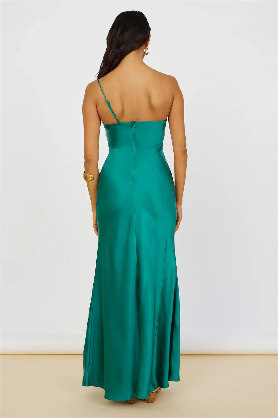 Sophisticated Graceful Stylish Elegant Emerald Green Satin Sheath Sleeveless Floor-Length Prom Dress