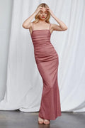 Beautiful Timeless Chic Elegant Rose Gold Glitter Sheath Sleeveless Floor-Length Prom Dress