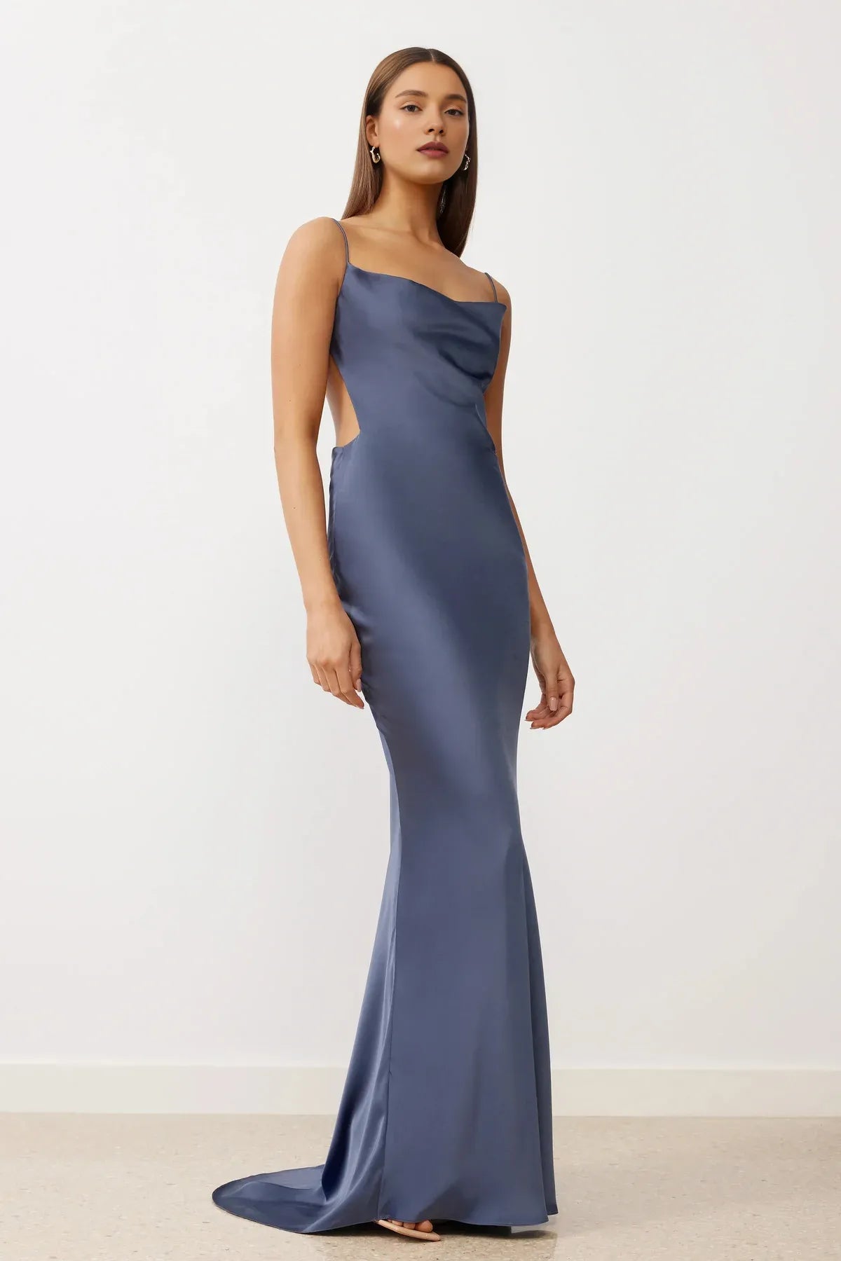 Special Occasion Sophisticated Graceful Elegant Blush Pink Satin Sheath Sleeveless Floor-Length Prom Dress