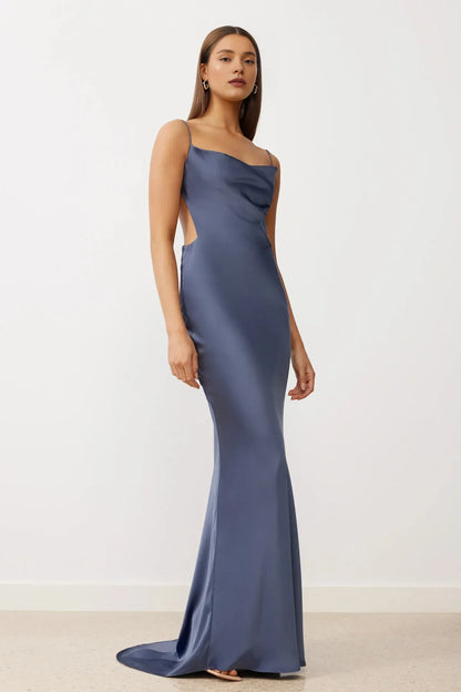 Special Occasion Sophisticated Graceful Elegant Blush Pink Satin Sheath Sleeveless Floor-Length Prom Dress