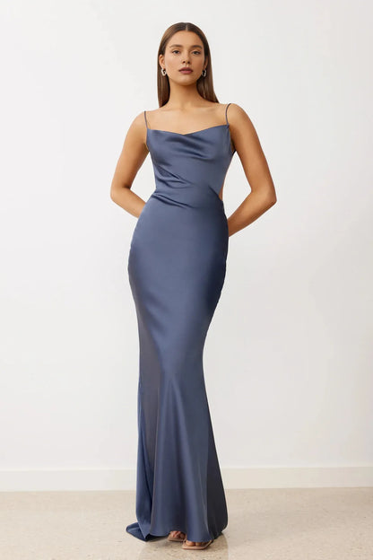 Special Occasion Sophisticated Graceful Elegant Blush Pink Satin Sheath Sleeveless Floor-Length Prom Dress
