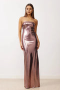 Refined Beautiful Timeless Elegant Rose Gold Sheath Strapless Sleeveless Floor-Length Prom Dress