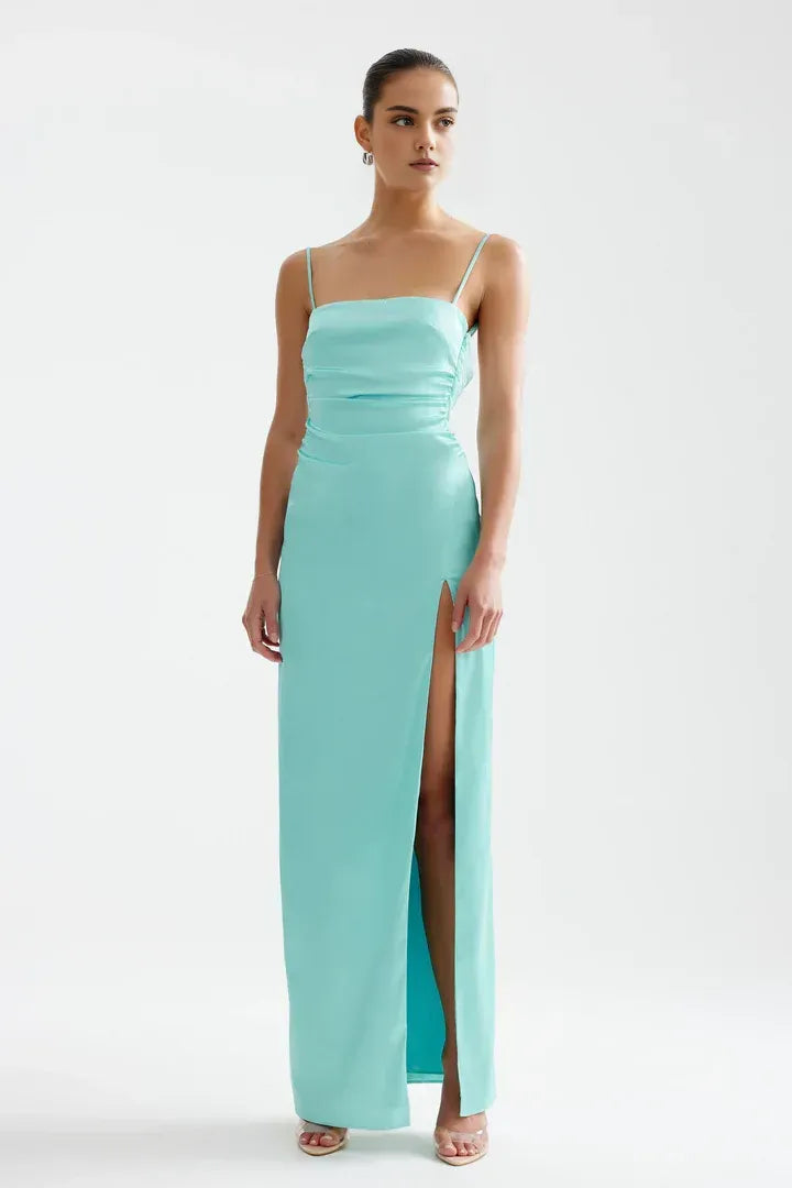 Special Occasion Sophisticated Graceful Elegant Red Satin Sheath Sleeveless Floor-Length Prom Dress