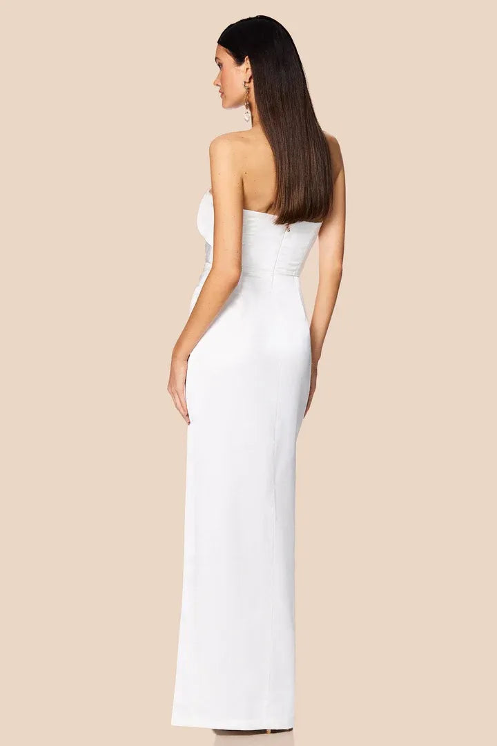Timeless Special Occasion Elegant Silver Satin Sheath Strapless Sleeveless Floor-Length Prom Dress