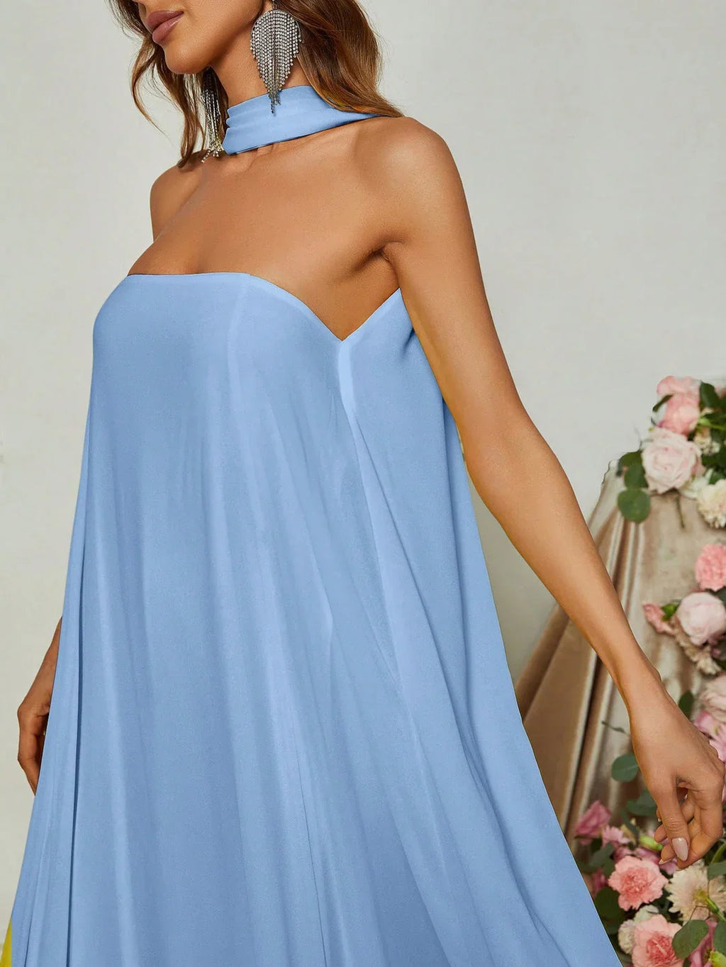 Special Occasion Sophisticated Graceful Stylish Refined Elegant Yellow Strapless Sleeveless Prom Dress