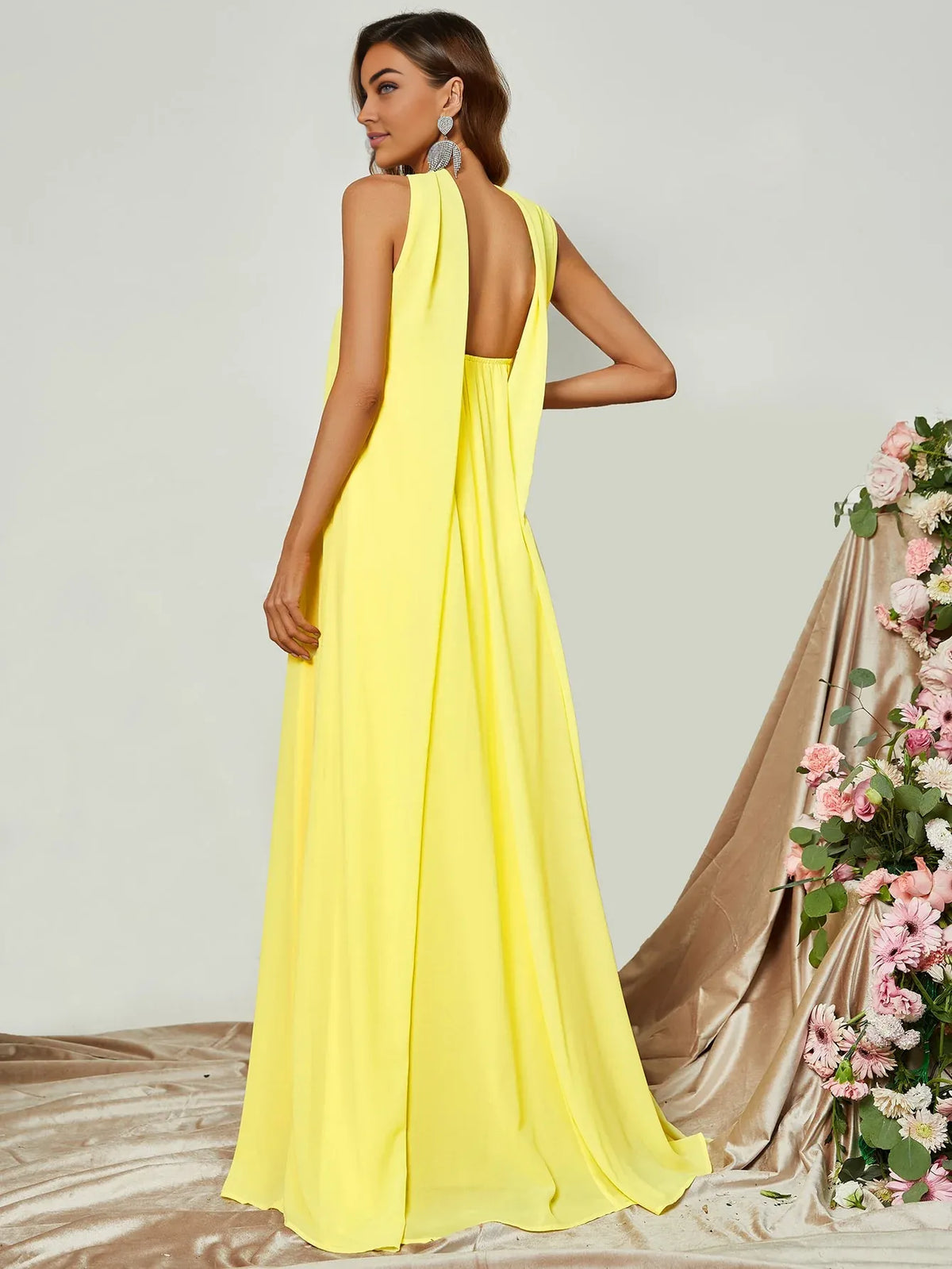 Special Occasion Sophisticated Graceful Stylish Refined Elegant Yellow Strapless Sleeveless Prom Dress