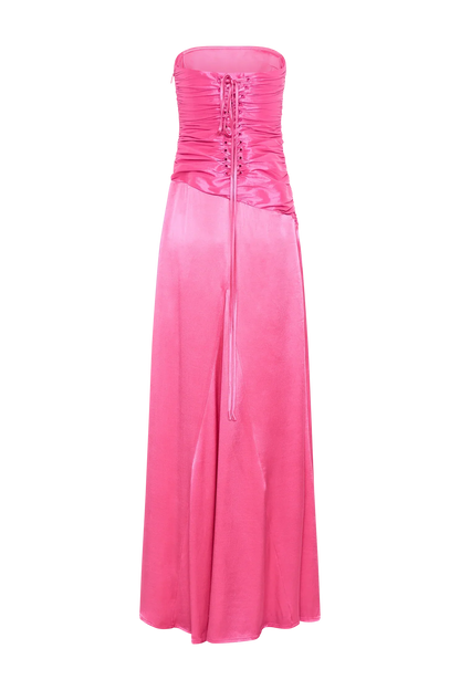 Sophisticated Graceful Stylish Refined Beautiful Elegant Satin A-Line Strapless Long Bridesmaid Dress
