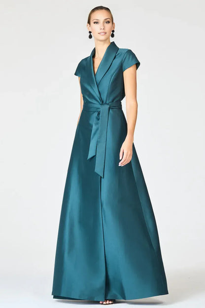 Graceful Stylish Elegant Red Satin A-Line Floor-Length Mother of the Bride Dress