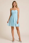 Special Occasion Elegant Light Blue Chiffon A-Line Sweetheart Ruffle Mini Homecoming Dress