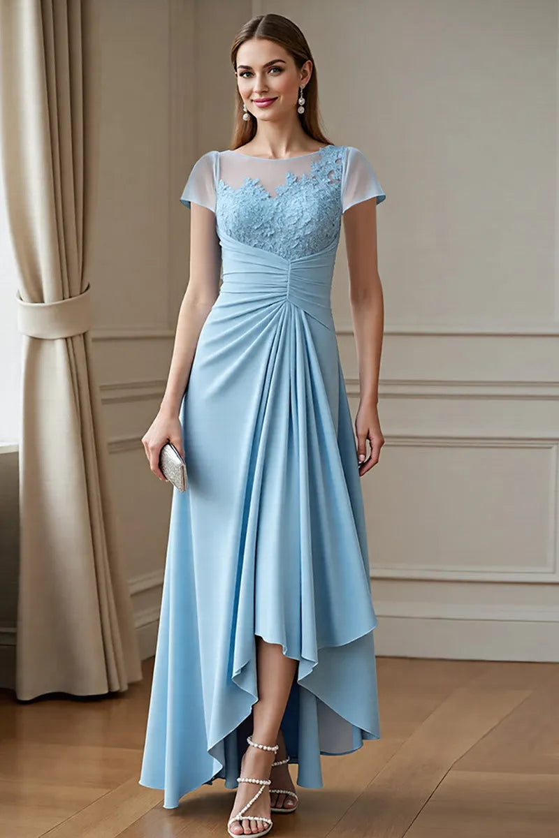 Sky Blue A Line Maxi Mother of the Bride Dress