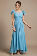 Sky Blue Floral Maxi Mother of the Bride Dress with Appliques