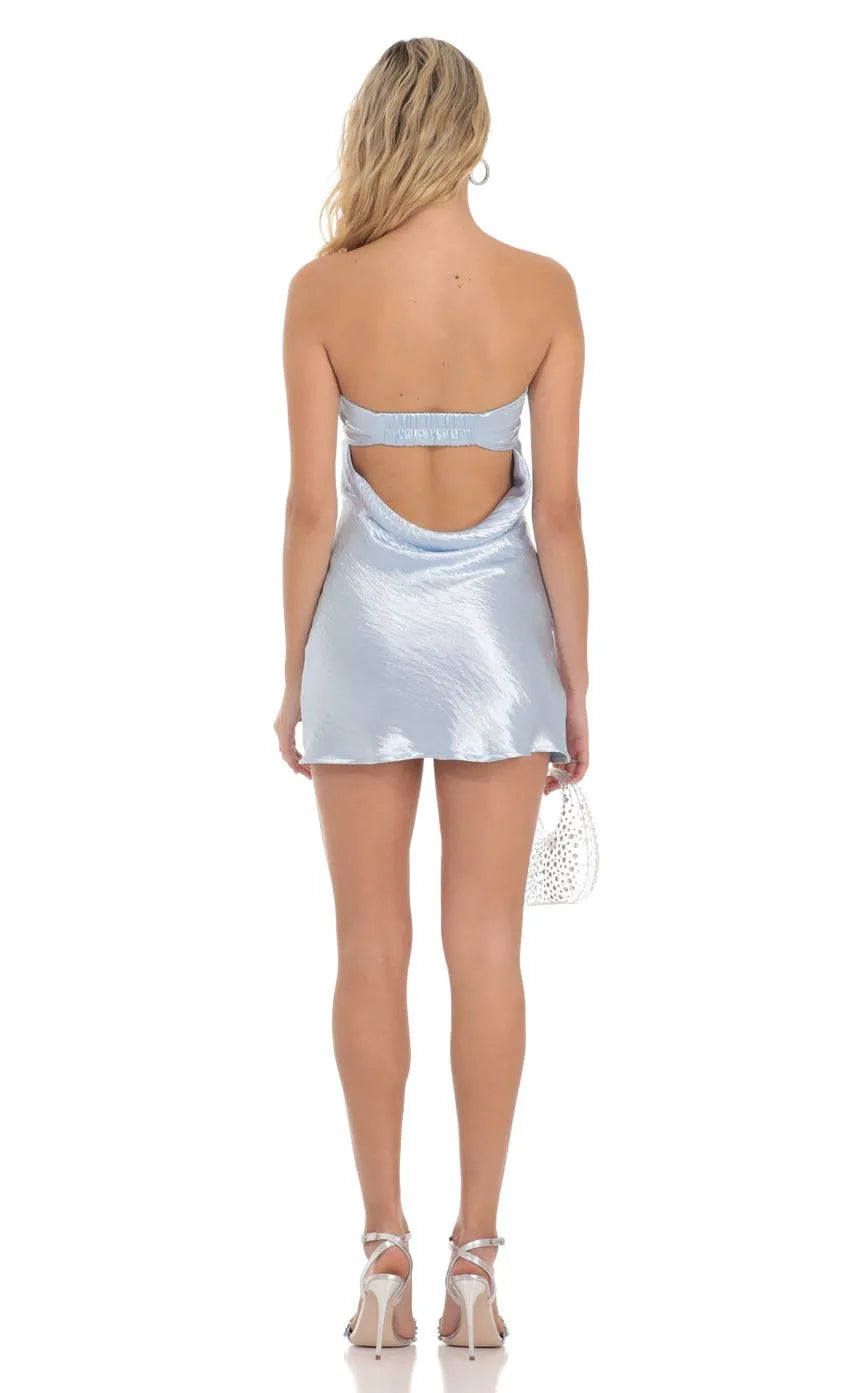 Sky Blue Homecoming Dress Strapless Silhouette Sleek Fit Perfect for Minimalist Chic School Dances Sophisticated Reunion Memories