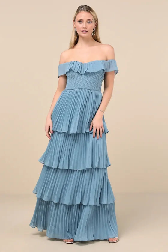 Graceful Stylish Refined Beautiful Timeless Chic Elegant A-Line Off-The-Shoulder Sleeveless Prom Dress