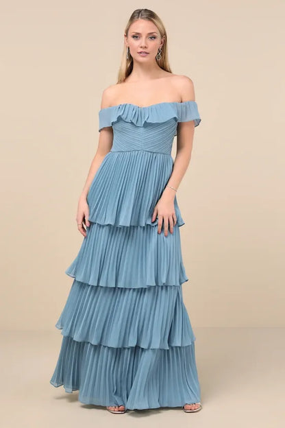 Graceful Stylish Refined Beautiful Timeless Chic Elegant A-Line Off-The-Shoulder Sleeveless Prom Dress