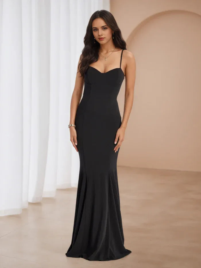 Black Sleek Mermaid Prom Dress Sweetheart Neckline Figure - Hugging Fit for Timeless Gala Elegance