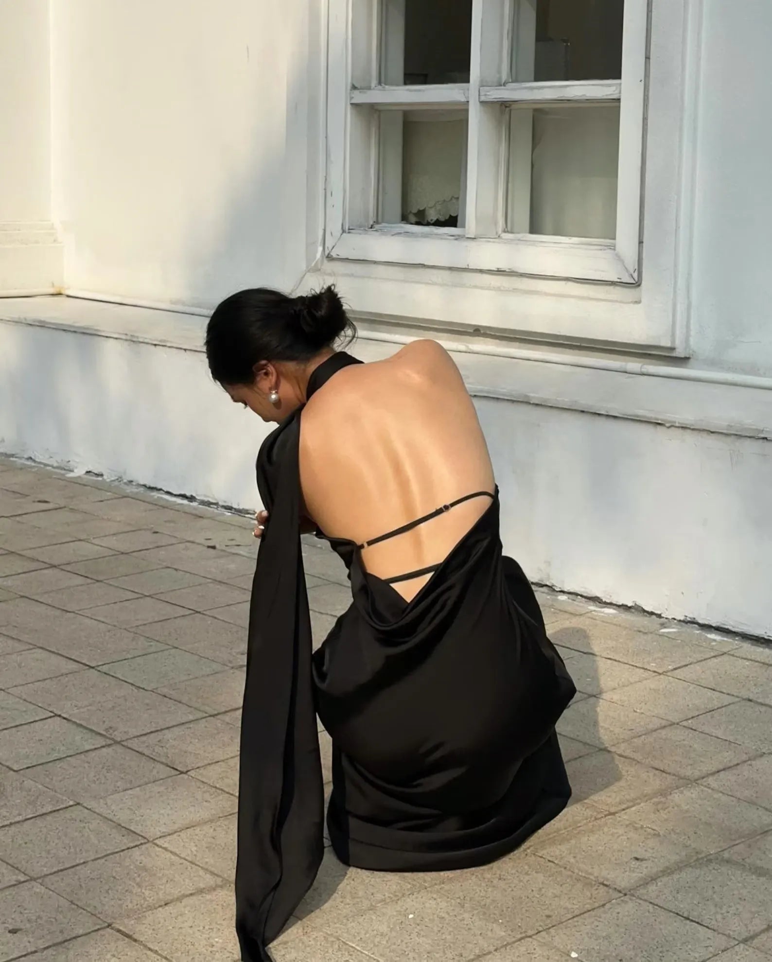 Black Sleek Halter Neck Sleeveless Backless Floor-Length Prom Dress For Women Hot Sale