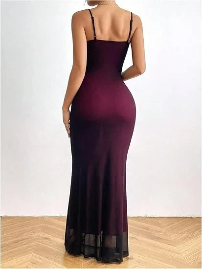 Plum Sleek Mermaid Spaghetti Strap Floor-Length Prom Dress