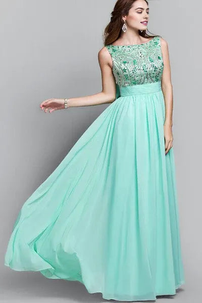 Elegant Red A-Line Classic-Neck Sleeveless Backless Floor-Length Mother-of-the-Bride Dress