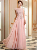 Pink Soft Evening Dresses Sleeveless Sash Floor Length Formal Gowns