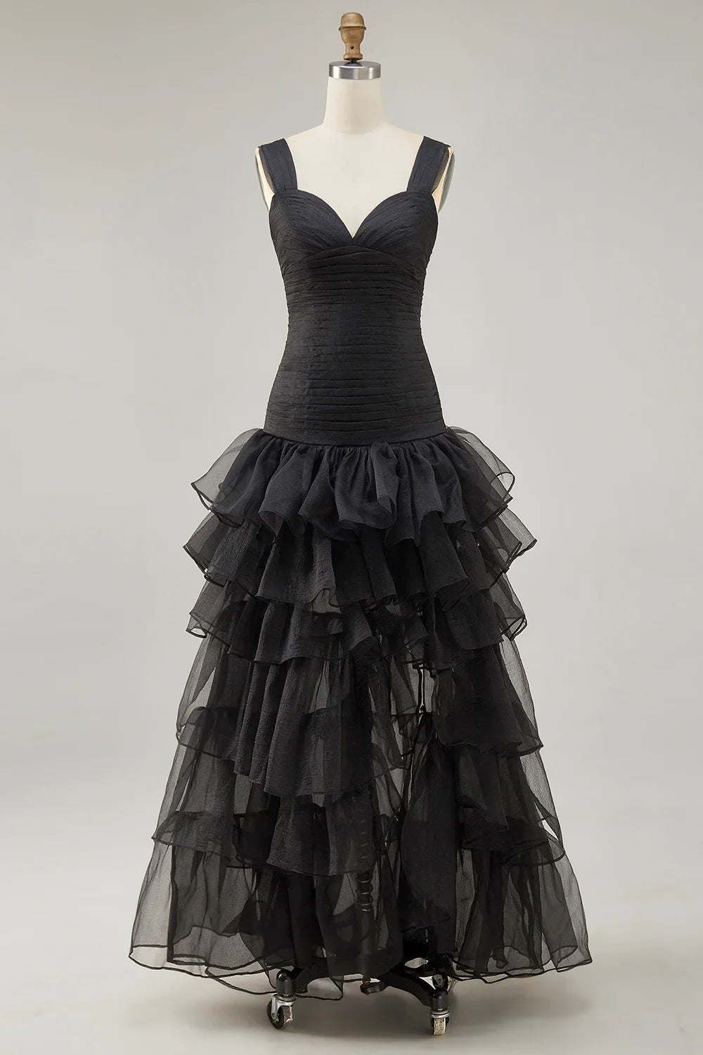 Special Occasion Sophisticated Graceful Stylish Refined Elegant Black Organza Sweetheart Sleeveless Prom Dress