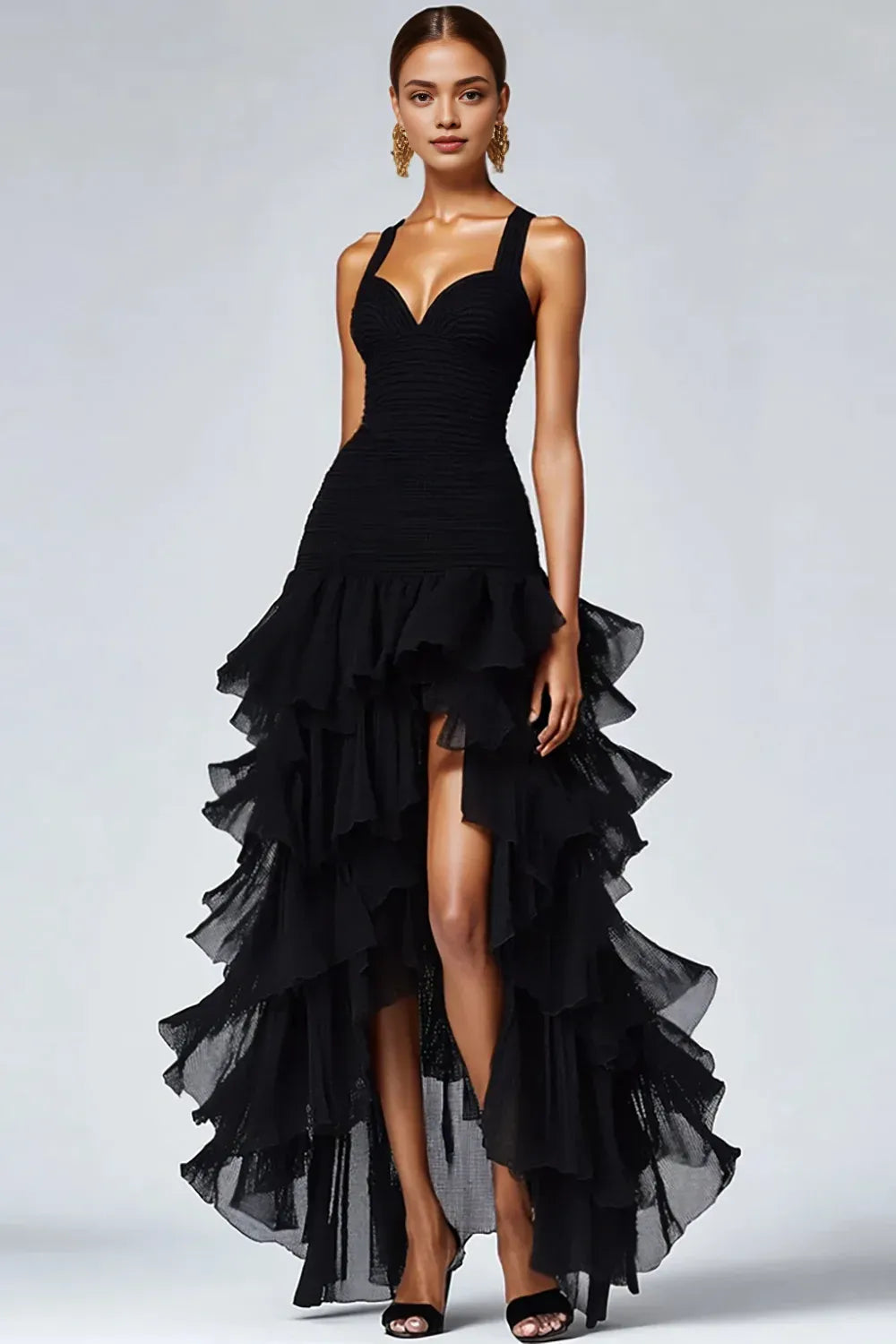 Special Occasion Sophisticated Graceful Stylish Refined Elegant Black Organza Sweetheart Sleeveless Prom Dress