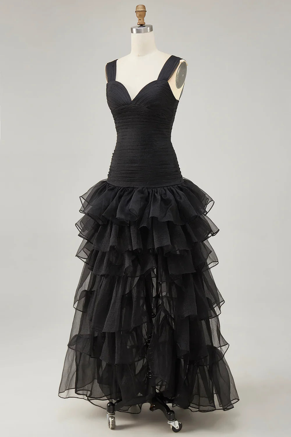 Special Occasion Sophisticated Graceful Stylish Refined Elegant Black Organza Sweetheart Sleeveless Prom Dress