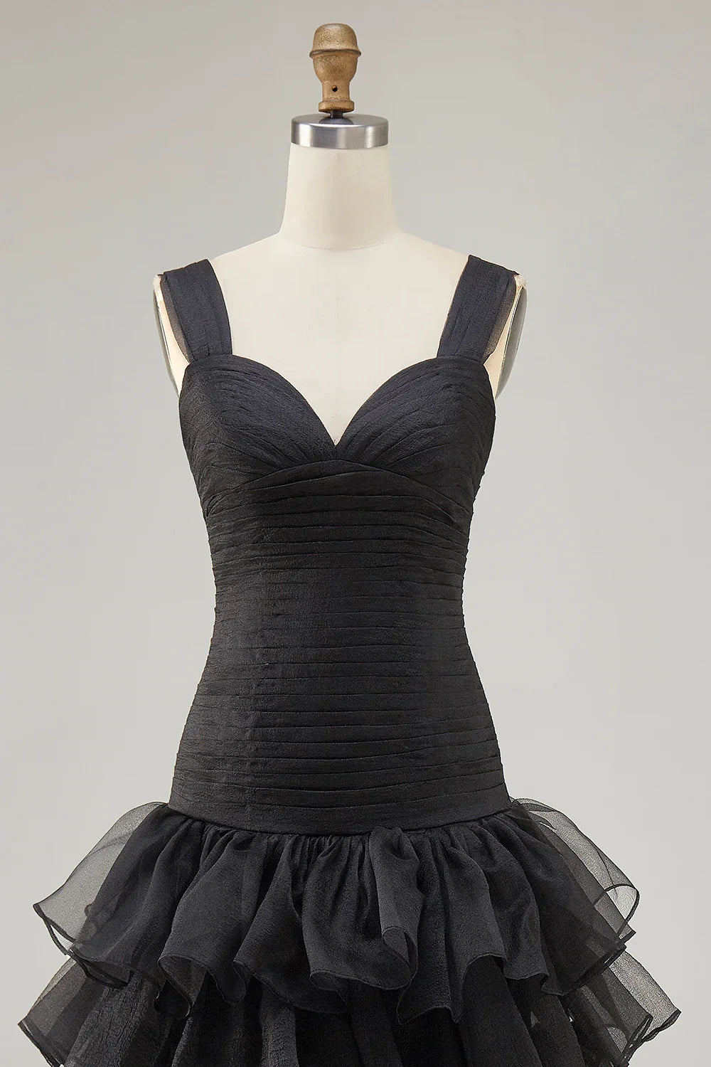 Special Occasion Sophisticated Graceful Stylish Refined Elegant Black Organza Sweetheart Sleeveless Prom Dress