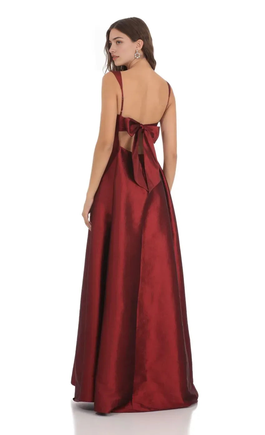 Burgundy Prom Dress with Square Neckline Wide Straps and Flattering Fit Designed for Elegant Prom Celebrations