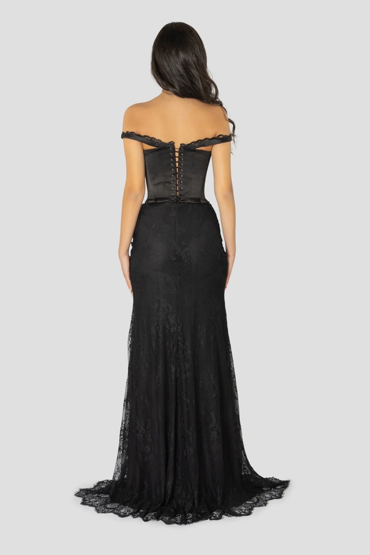 Special Occasion Sophisticated Graceful Stylish Elegant Black Lace Mermaid Sleeveless Prom Dress