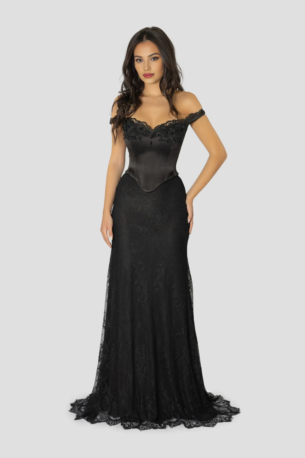Special Occasion Sophisticated Graceful Stylish Elegant Black Lace Mermaid Sleeveless Prom Dress