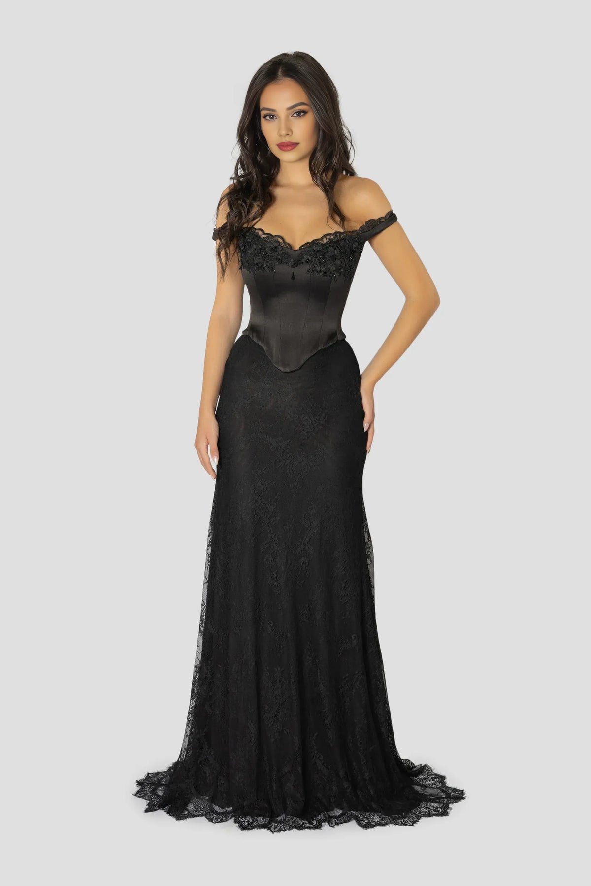 Special Occasion Sophisticated Graceful Stylish Elegant Black Lace Mermaid Sleeveless Prom Dress