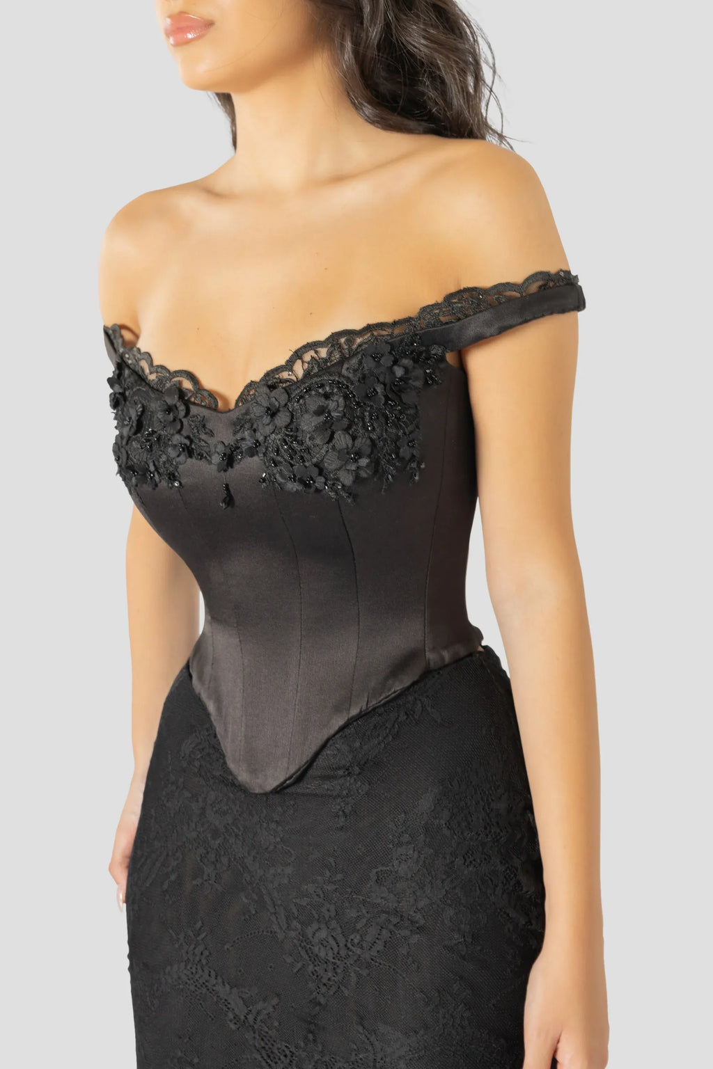 Special Occasion Sophisticated Graceful Stylish Elegant Black Lace Mermaid Sleeveless Prom Dress