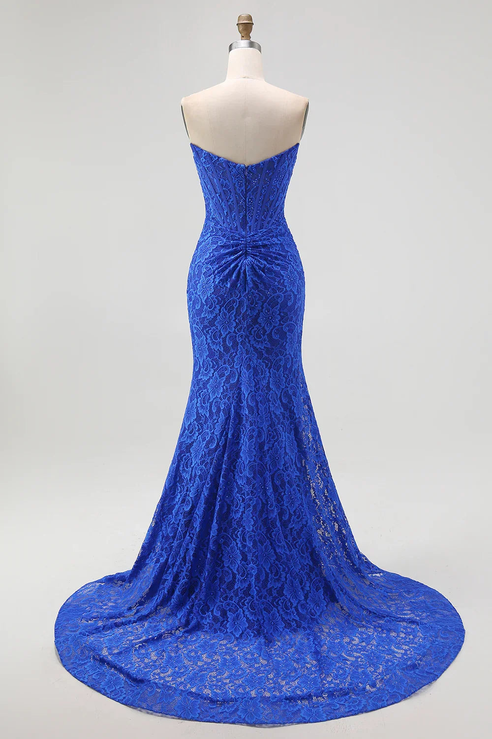 Sophisticated Graceful Stylish Elegant Royal Blue Lace Mermaid Sweetheart Sleeveless Prom Dress