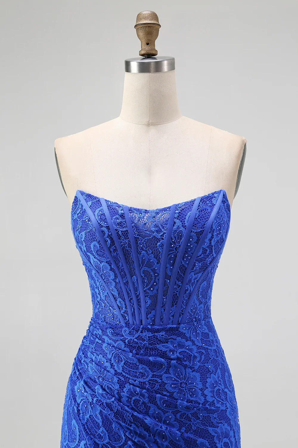 Sophisticated Graceful Stylish Elegant Royal Blue Lace Mermaid Sweetheart Sleeveless Prom Dress