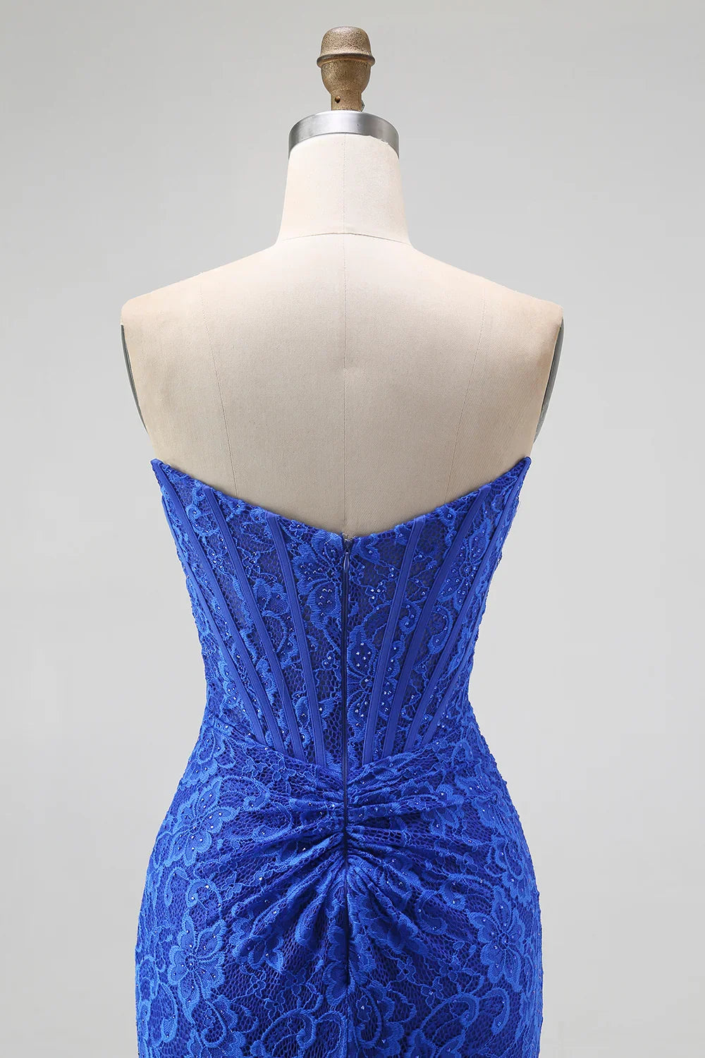 Sophisticated Graceful Stylish Elegant Royal Blue Lace Mermaid Sweetheart Sleeveless Prom Dress