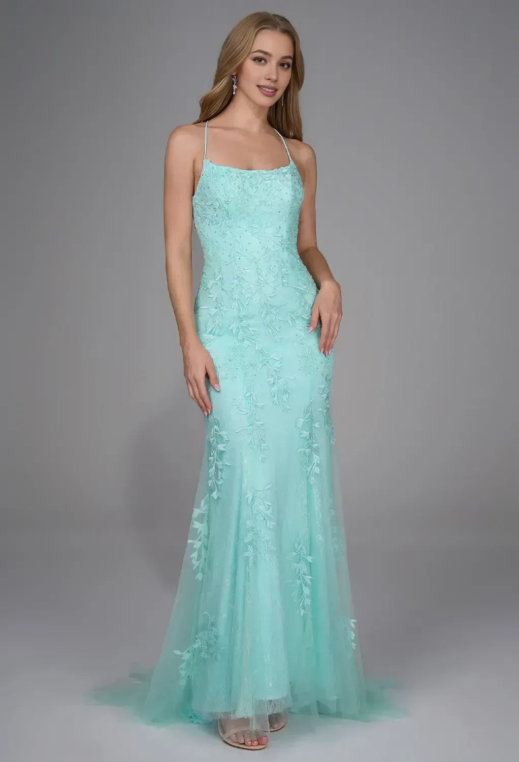 Special Occasion Sophisticated Graceful Stylish Refined Elegant Green Tulle Mermaid Sleeveless Prom Dress