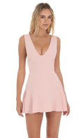 Blush Pink Sleeveless Homecoming Dress in Blush Pink Plunging V Structu Fit Flared Skirt Timeless Charm for School Galas